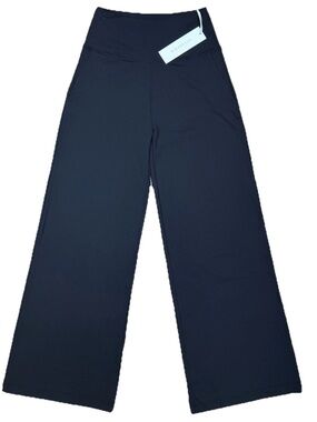 KiraGrace Black High Waist Wide Leg Yoga Office Pants Small *Petite Pockets New